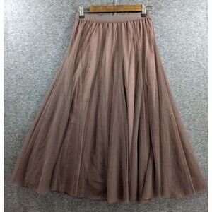 Brown Tulle Lined Womans Long Pleaded Skirt Ballet core